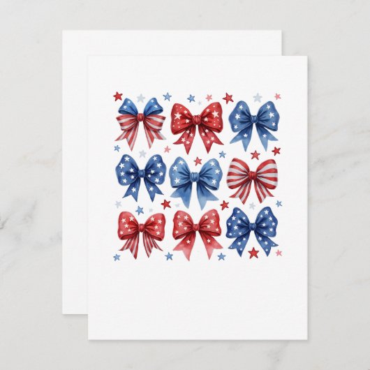 Coquette Amerikaanse Vlag Coquette Bow 4 juli Bedankkaart (Voorkant / Achterkant)