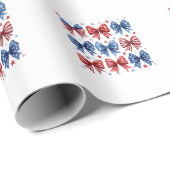 Coquette Amerikaanse Vlag Coquette Bow 4 juli Cadeaupapier (Rol Hoek)