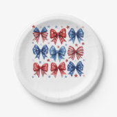 Coquette Amerikaanse Vlag Coquette Bow 4 juli Papieren Bordje (Voorkant)