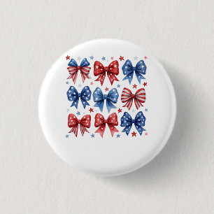 Coquette Amerikaanse Vlag Coquette Bow 4 juli Ronde Button 3,2 Cm