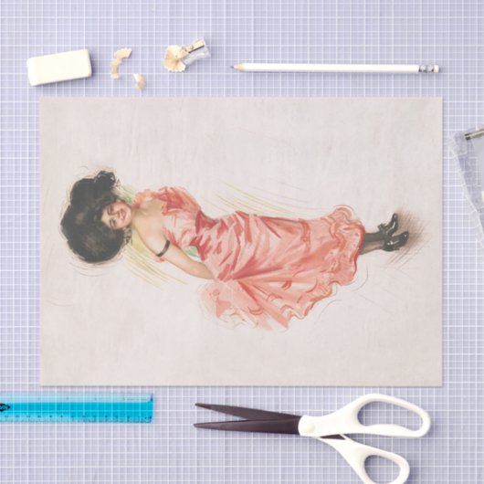 Coquette, Antiek Victoriaans lithograafdruk Tissuepapier (Craft)