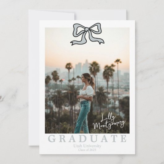 Coquette Baby Blue Foto Afstuderen Aankondiging (Voorkant)