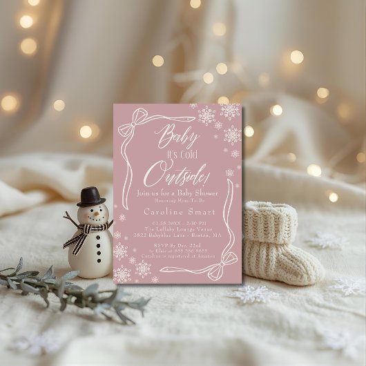 Coquette Baby zijn Koud buiten roze baby shower Kaart