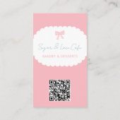 Coquette Bakkerij Bedankt Roze Strik QR Code Visitekaartje (Achterkant)