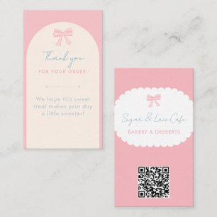 Coquette Bakkerij Bedankt Roze Strik QR Code Visitekaartje