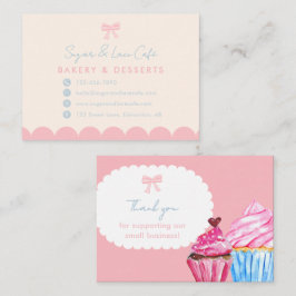 Coquette Bakkerij Roze Strik Cute Pastel Blauw Visitekaartje