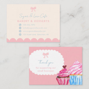 Coquette Bakkerij Roze Strik Cute Pastel Blauw Visitekaartje