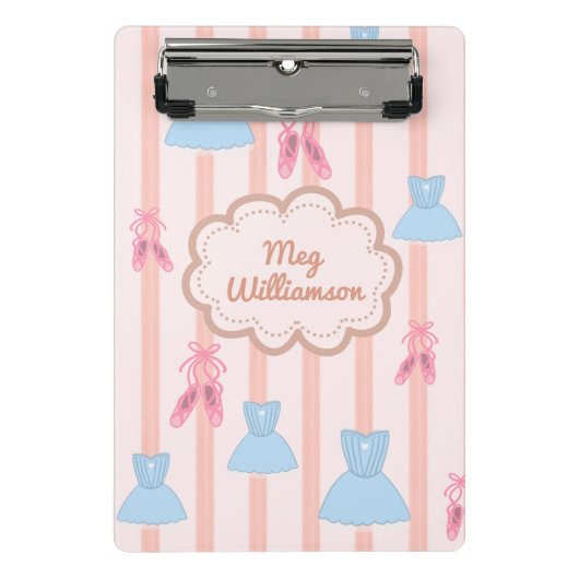 Coquette Ballet gepersonaliseerde naam Mini Klembord (Voorkant)