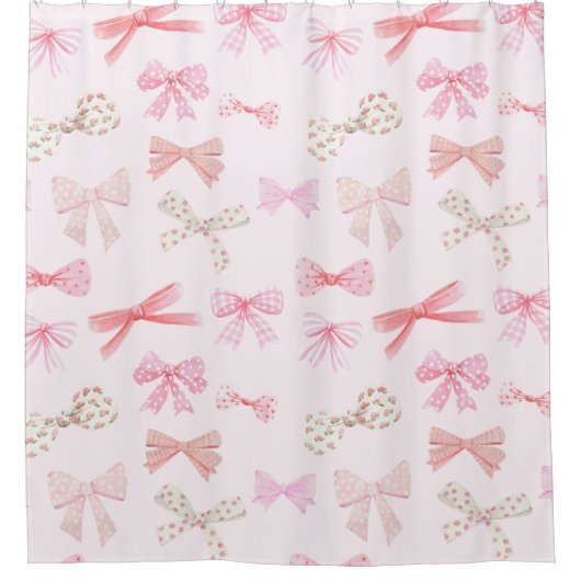 Coquette Balletcore Licht Roze Bogen Douchegordijn (Voorkant)