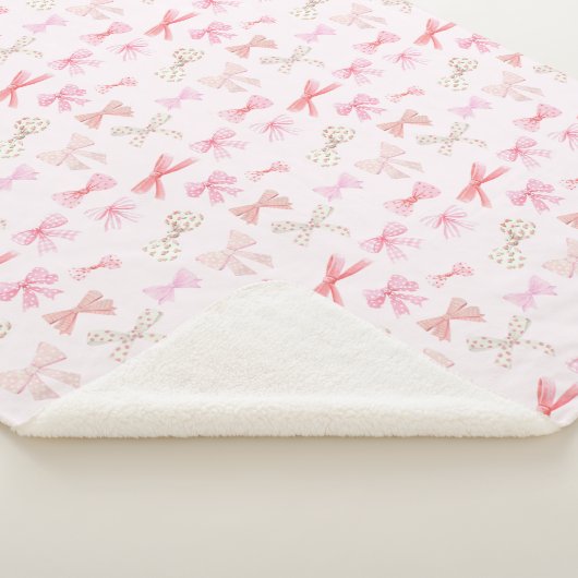 Coquette Balletcore Licht Roze Bogen Sherpa Deken (3/4)