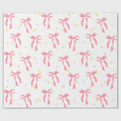 Coquette balletcore roze naadloze patroon strikken cadeaupapier (Vlak)