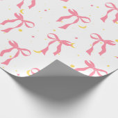 Coquette balletcore roze naadloze patroon strikken cadeaupapier (Hoek)