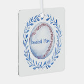 Coquette Baseball Mom Floral Chinoiserie Krans Metalen Ornament (Voorkant Rechts)
