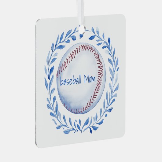 Coquette Baseball Mom Floral Chinoiserie Krans Metalen Ornament (Voorkant Rechts)