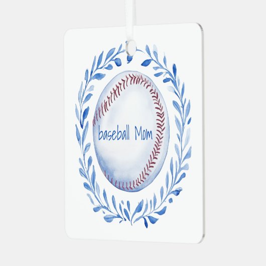 Coquette Baseball Mom Floral Chinoiserie Krans Metalen Ornament (Voorkant links)