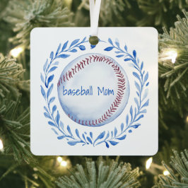 Coquette Baseball Mom Floral Chinoiserie Krans Metalen Ornament