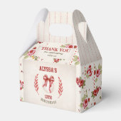 Coquette Baseball Red Bow Floral  Verjaardag Bedankdoosjes (Voorkant Zijde)