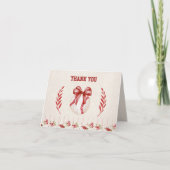 Coquette Baseball Red Bow Floral  Verjaardag Bedankkaart (Voorkant)