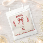 Coquette Baseball Red Bow Floral  Verjaardag Bedankzakje (Geknipt)