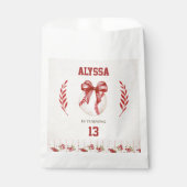 Coquette Baseball Red Bow Floral  Verjaardag Bedankzakje (Voorkant)