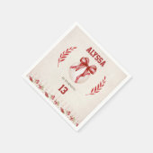 Coquette Baseball Red Bow Floral  Verjaardag Servet (Hoek)