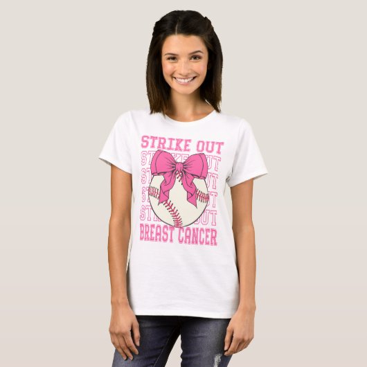 Coquette Baseball Strike Out Borstkanker T-shirt (Voorkant volledig)