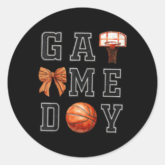Coquette Basketbal Boog Spel Dag Basketbal Mama Ronde Sticker