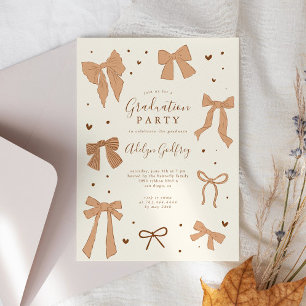 Coquette Beige Bow Graduation Party Kaart