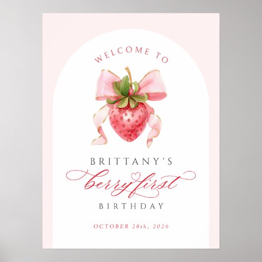 Coquette Berry Eerste Verjaardag DIGITALE poster (Voorkant)