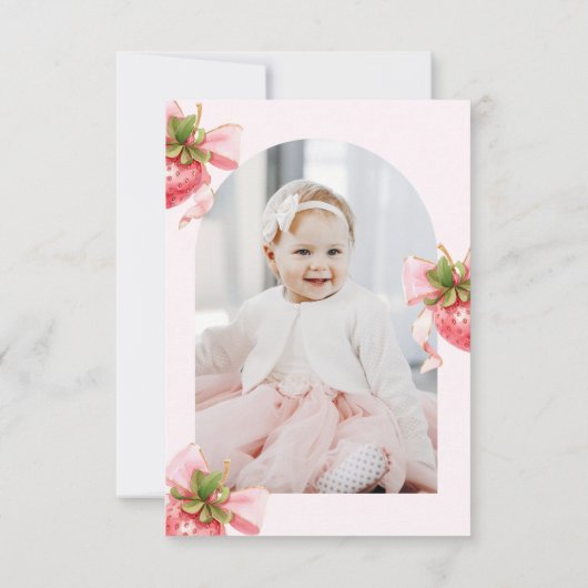 Coquette Berry eerste verjaardag foto Bedankkaart (Achterkant)