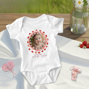 Coquette Berry Eerste Verjaardag Rode Gingham Foto Romper
