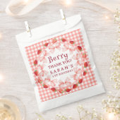 Coquette Berry Eerste Verjaardag Rood Gingham Bedankzakje (Geknipt)