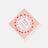 Coquette Berry Eerste Verjaardag Rood Gingham  Servet (Hoek)