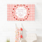 Coquette Berry Eerste Verjaardag Rood Gingham Spandoek (Insitu)