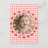 Coquette Berry First Birthday Red Gingham Photo Bedankkaart (Achterkant)