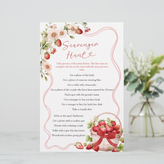 Coquette Berry in Liefde Scavenger Hunt Games Kaar (Staand voorkant)