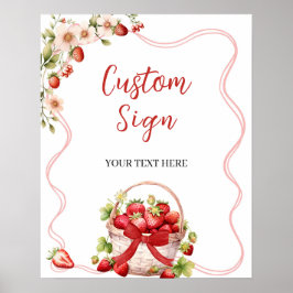 Coquette Berry In Love Custom Party Sign Poster