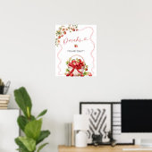 Coquette Berry In Love Drinken Party Sign Poster (Thuiskantoor)