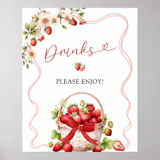 Coquette Berry In Love Drinken Party Sign Poster (Voorkant)