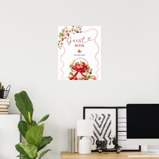 Coquette Berry in Love Guest Book Party Sign Poster (Thuiskantoor)