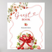 Coquette Berry in Love Guest Book Party Sign Poster (Voorkant)