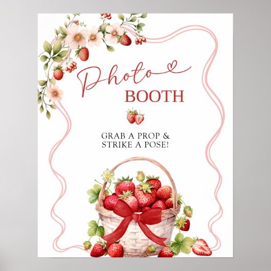 Coquette Berry In Love PhotoBooth Party Sign Poster (Voorkant)