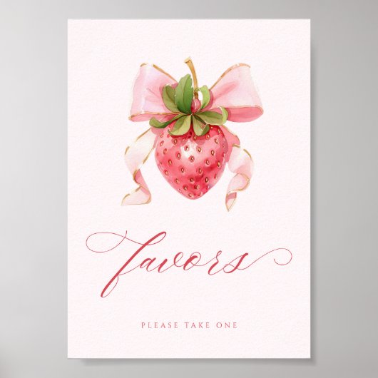 Coquette Berry Sweet Baby shower Favorieten Tafelt Poster (Voorkant)