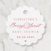 Coquette Berry Sweet Baby shower geschulpte Labels (Achterkant)