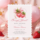Coquette Berry Sweet Baby shower Invitation Kaart