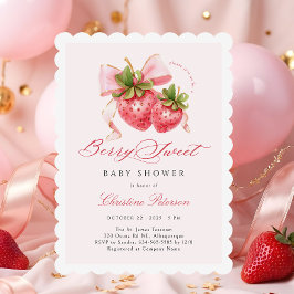 Coquette Berry Sweet Baby shower Invitation Kaart