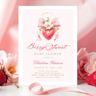 Coquette Berry Sweet Bloemige Baby Shower Uitnodig Kaart