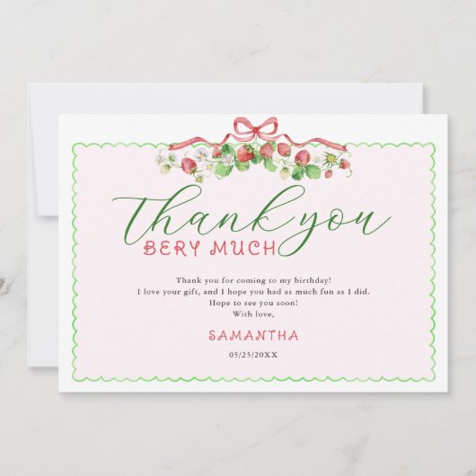 Coquette Berry Sweet Elke leeftijd Verjaardag Bedankkaart (Voorkant)