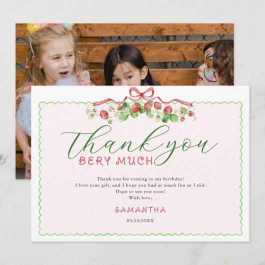 Coquette Berry Sweet Elke leeftijd Verjaardag Bedankkaart (Voorkant / Achterkant)