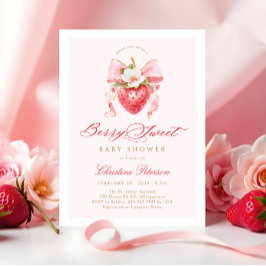 Coquette Berry Sweet Floral Baby shower Uitnodigin Kaart
